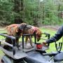 Troy Collinsworth hydrates his dogs after an outing. Brendan Bane photo.