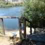 The fishing dock, accessible from a pathway near the west side trailhead. 