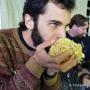 Mmm, fungus: Santa Cruz mycologist Christian Schwarz huffs a shroom. Photo by Yevgeny Nyden.