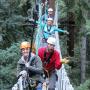 The swinging bridge is a fun and shaky passage from one towering redwood to another.  Karen Kefauver photo.