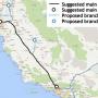The route would follow I-5.