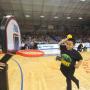 Anthony Carreno, 8,  shows some style at a Santa Cruz Warriors Kids Slam Dunk Contest last night. Chip Scheuer photo.