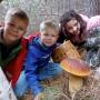 Adorable kids, huge bolete, great shot. Photo by Yevgeny Nyden.