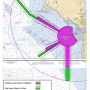 Map of proposed shipping lane extensions (in green) outside the San Francisco Bay.