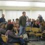 One of a dozen audience members posing a question to the panel. HIlltromper photo.