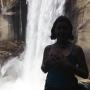 Traci at Vernal Falls. Soaked to the bone and grinning. Hilltromper photo.