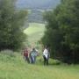 A family out for a steep Saturday stroll. 