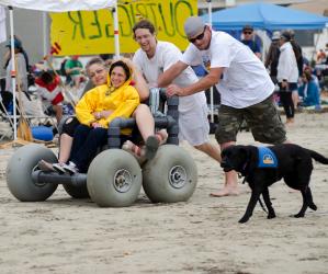 That's how you roll in a beach wheelchair, available at a number of Santa Cruz area beaches. Photo courtesy Shared Adventures.