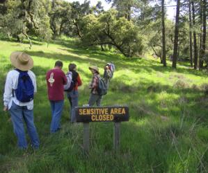 Quail Hollow hikers entering a 'forbidden area' zone. Photo by Hilltromper.