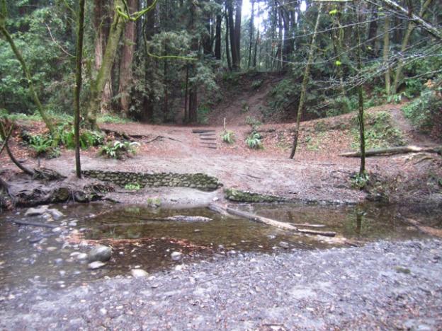One upside of the drought: Aptos Creek was easily crossed on Feb. 2. Hilltromper photo.