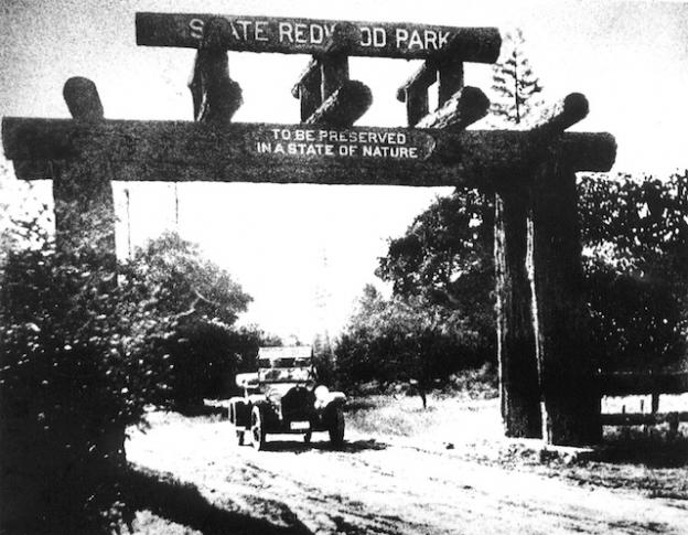 The entrance to Big Basin, ca. 1920. Photo courtesy Sempervirens Fund.