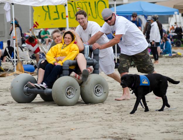 That's how you roll in a beach wheelchair, available at a number of Santa Cruz area beaches. Photo courtesy Shared Adventures.
