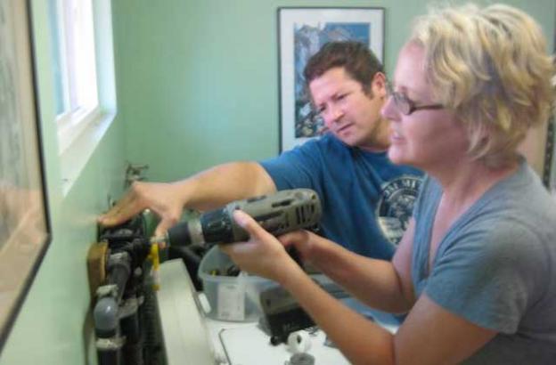 A diverter near the washing machine allows you to send used water from "laundry to landscape"—a wise conservation trend. 