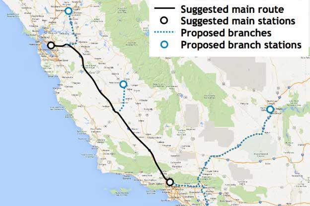The route would follow I-5.