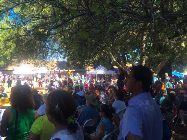 The Mission Adobe courtyard full at the 2015 festival. Hilltromper photo.