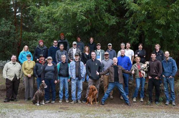 Some of the MBoSC trail-building crew up at the Soquel Demo Forest.