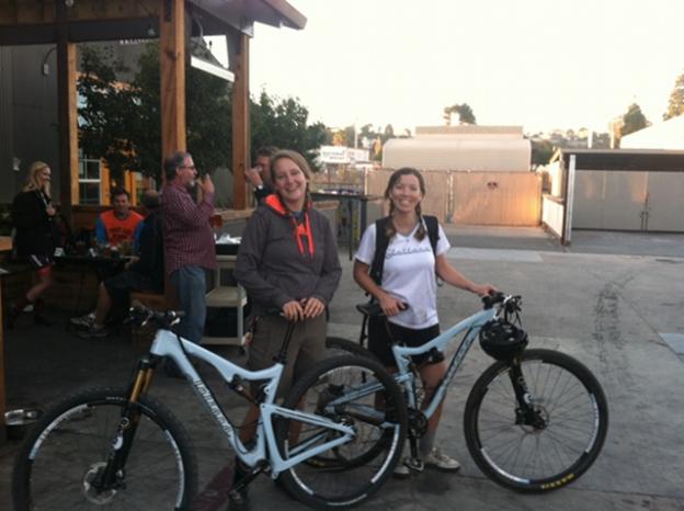 Maxime Schimmel of Santa Cruz Bicycles and Lisette Cooper of Juliana Bicycles with the Joplins after the Oct. 13 Girls Gone Wilder ride. Photo by Kristina Hanson.