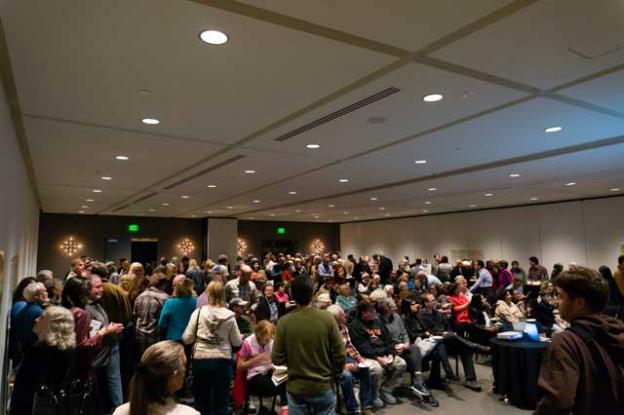 More than 250 people attended the map-launch party at Hotel Paradox. Carl Uebelhart photo.