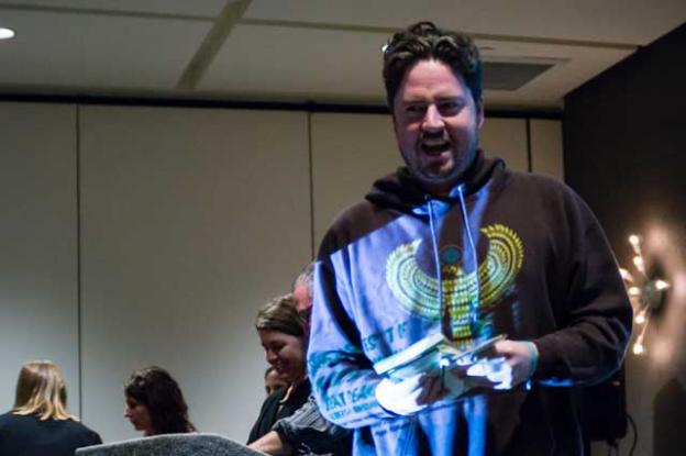 Raymond St. Martin won some cool Nat Geo schwag. Carl Uebelhart photo.