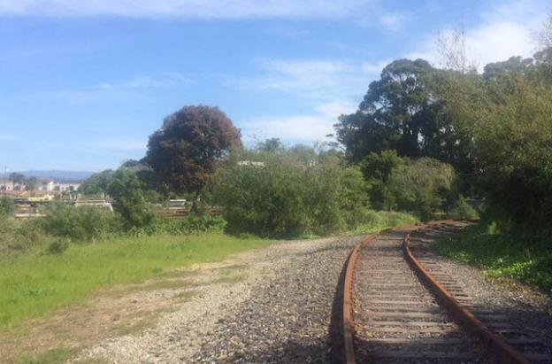 Rail Trail corridor between Bay and the Wharf in Santa Cruz.