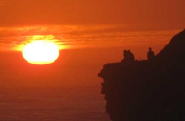 There are countless perches for sunset viewing on West Cliff. 