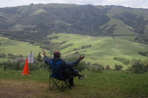 Dave Smith of Shuttlesmith Adventures appreciates the view after a day of running Land Trust members up and down the ranch.