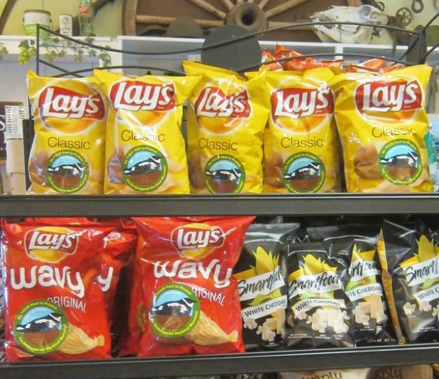 Even the goodies in Big Basin's park store bear the Crumb Clean Campaign stickers. Molly Lautamo photo.