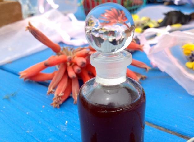 The finished product: a vial of bourbon-colored cologne that smells like Davenport.