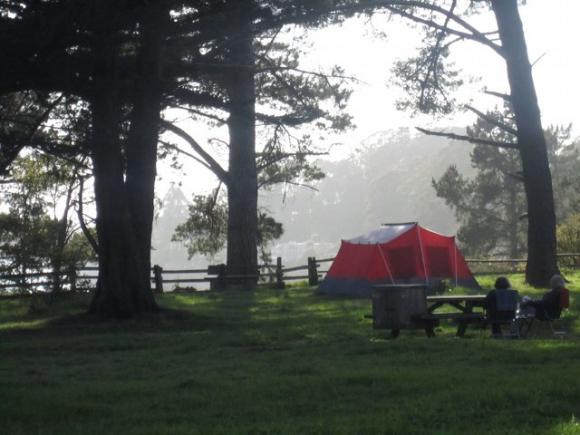 A premium campsite at New Brighton State Beach. Photo by Hilltromper.