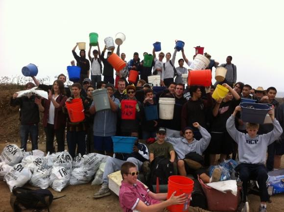 The Panther Beach cleanup crew with Patrick Adams. Photo courtesy Save Our Shores.