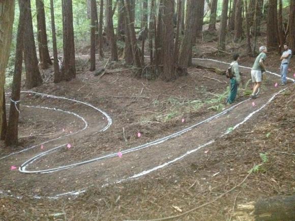 Mapping out a switchback on the Emma McCrary Trail. Photo courtesy MBoSC.