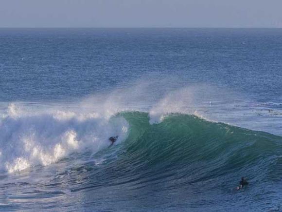 Ryan Masters bodysurfing Steamer Lane. Photo by Priz.