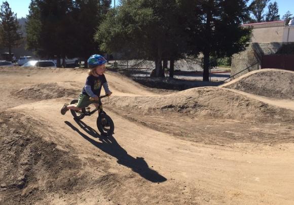 Tomek Smuga-Otto works a line at the newly opened Scotts Valley pump track. Photo by Maciej Smuga-Otto.