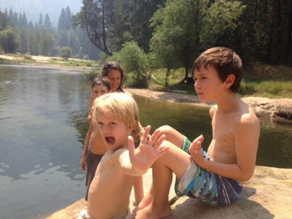 Everyone stay cool! We took regular breaks at swimming holes on the Merced River.